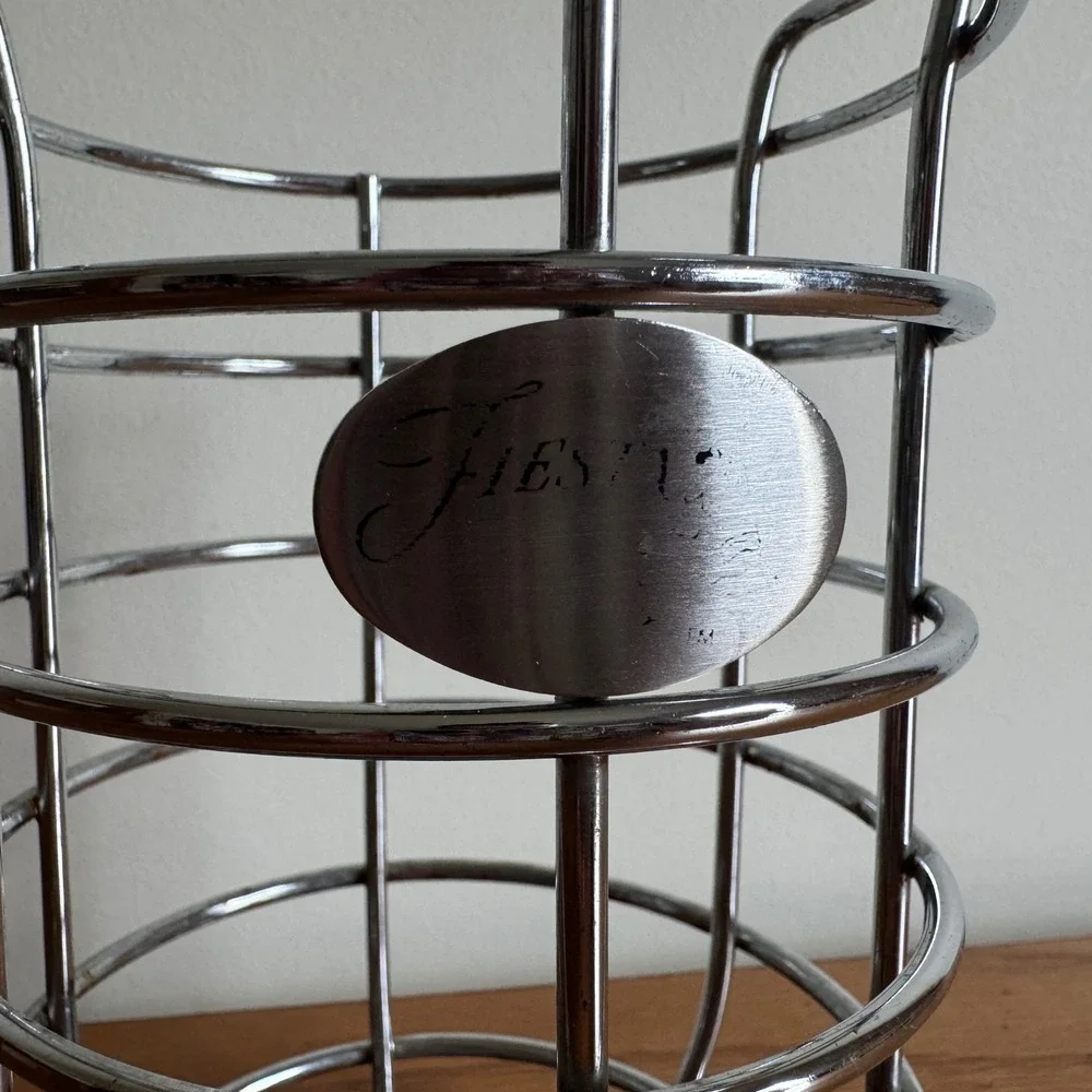 Fiesta Chrome Wire Utensil Holder Kitchen Tool Caddy Mesh Bottom Silver‎